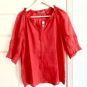 Anthropologie DanielRainn Coral Red Medium Blouse NWT